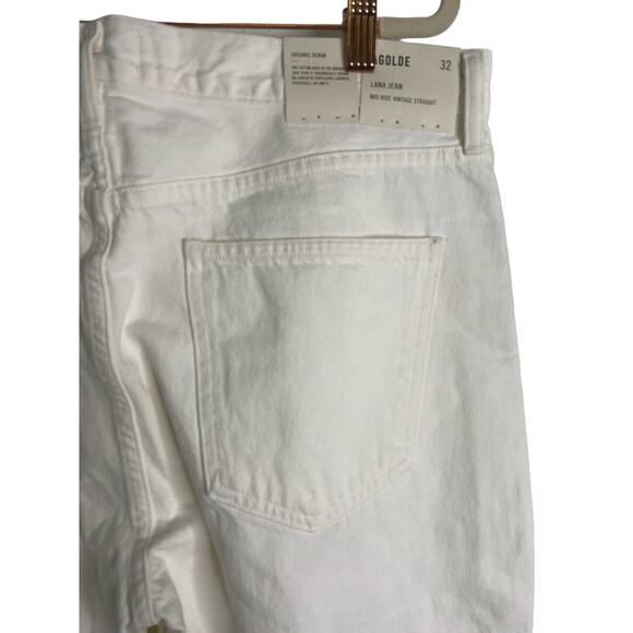 Agolde Lana Mid Rise Vintage Straight Organic Cotton Baggy Jeans White Size 32 - Picture 9 of 12
